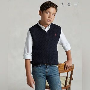 Polo Ralph Lauren boys size large navy cabled sweater vest